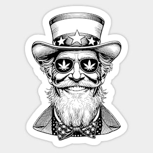 Weed Uncle Sam USA Funny 4th Of July 420 Stoner Marijuana Sticker